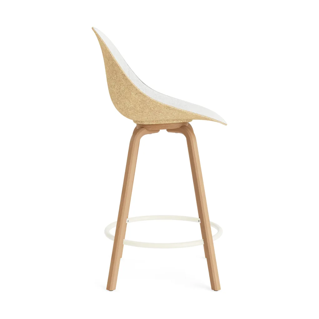 Mat Bar Chair Barhocker mit Vorderpolsterung, 65 cm, Hallingdal 110-hemp-beech-cream steel Normann Copenhagen