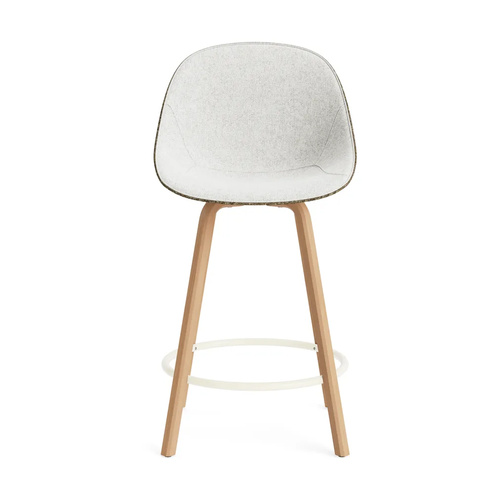 Mat Bar Chair Barhocker mit Vorderpolsterung, 65 cm, Hallingdal 110-seaweed-beech-cream steel Normann Copenhagen