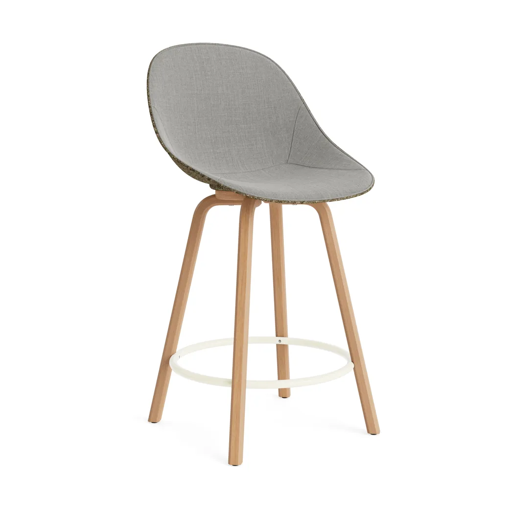 Mat Bar Chair Barhocker mit Vorderpolsterung, 65 cm, Remix 133-seaweed-beech-cream steel Normann Copenhagen