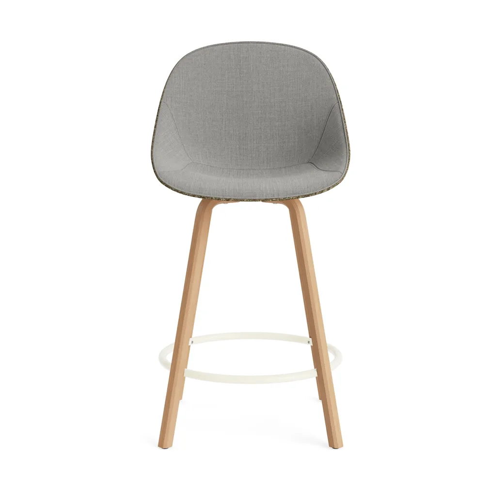 Mat Bar Chair Barhocker mit Vorderpolsterung, 65 cm, Remix 133-seaweed-beech-cream steel Normann Copenhagen