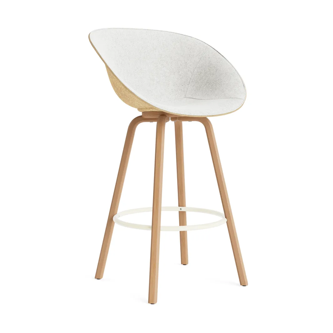 Mat Barhocker mit Vorderpolsterung, 75 cm, Hallingdal 110-hemp-beech-cream steel Normann Copenhagen