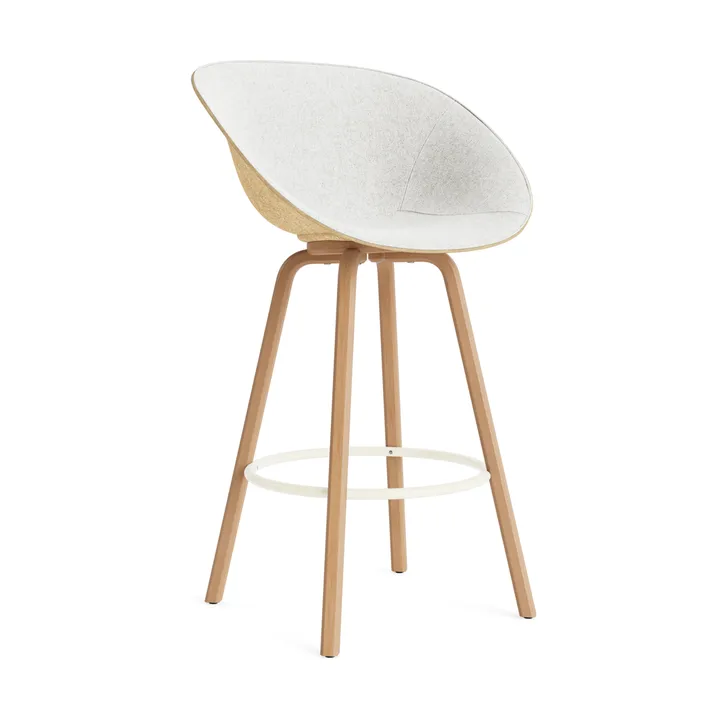 Mat Barhocker mit Vorderpolsterung, 75 cm - Hallingdal 110-hemp-beech-cream steel - Normann Copenhagen
