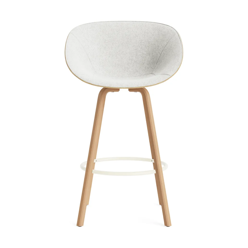 Mat Barhocker mit Vorderpolsterung, 75 cm, Hallingdal 110-hemp-beech-cream steel Normann Copenhagen