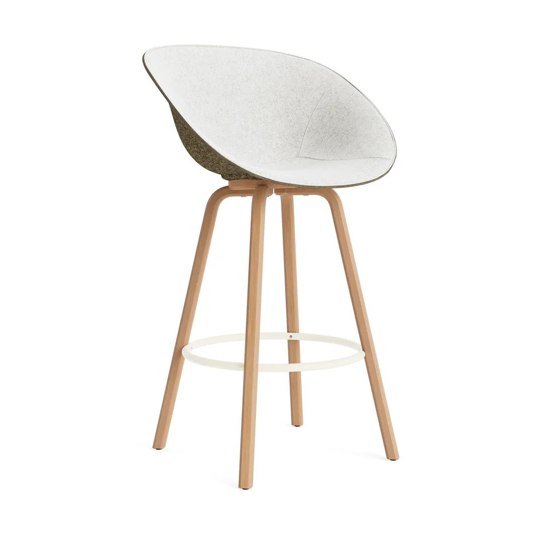 Mat Barhocker mit Vorderpolsterung, 75 cm, Hallingdal 110-seaweed-beech-cream steel Normann Copenhagen