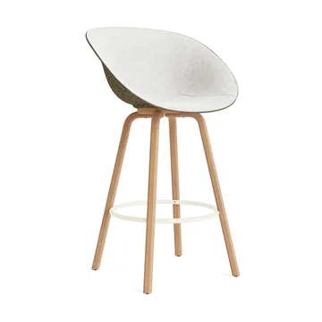 Mat Barhocker mit Vorderpolsterung, 75 cm - Hallingdal 110-seaweed-beech-cream steel - Normann Copenhagen