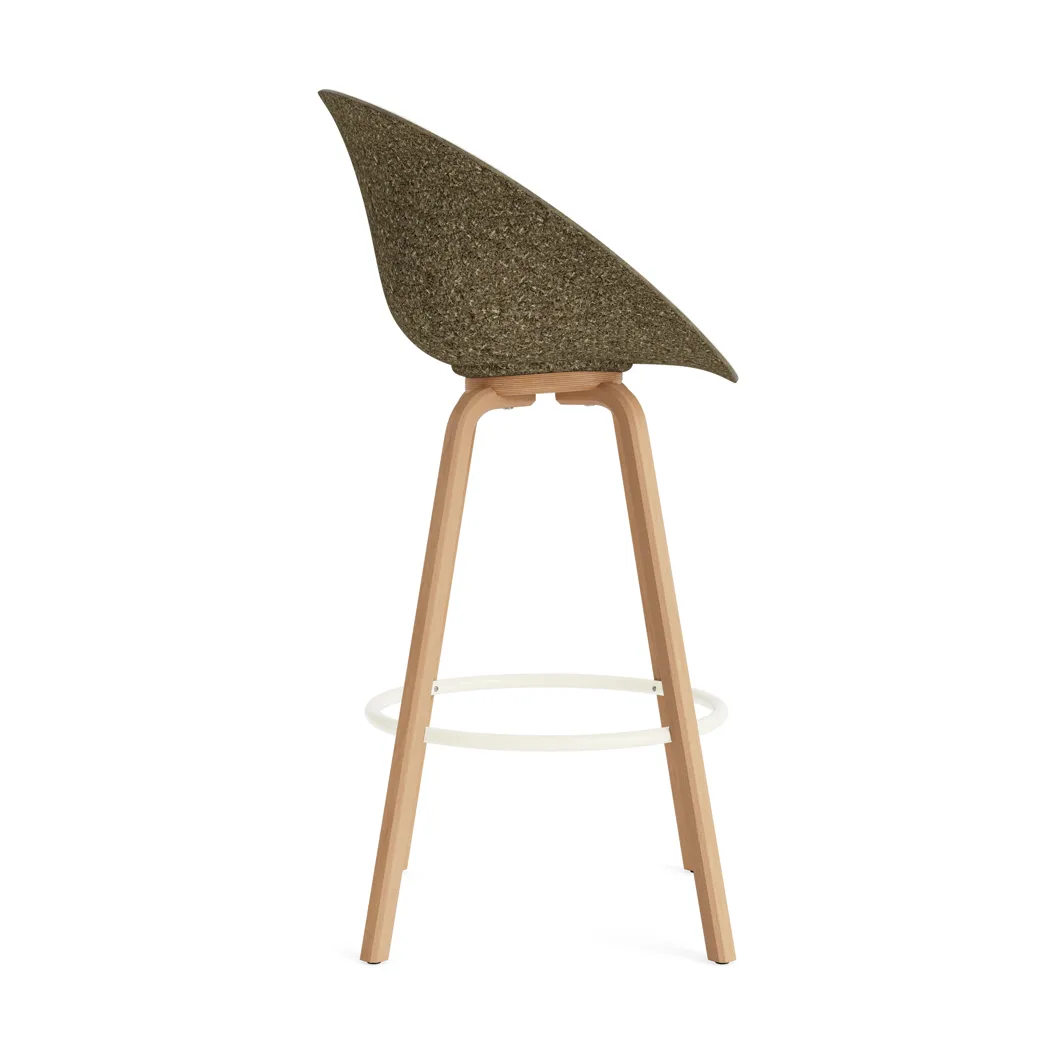 Mat Barhocker mit Vorderpolsterung, 75 cm, Hallingdal 110-seaweed-beech-cream steel Normann Copenhagen