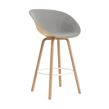 Mat Barhocker mit Vorderpolsterung, 75 cm - Remix 133-hemp-beech-cream steel - Normann Copenhagen
