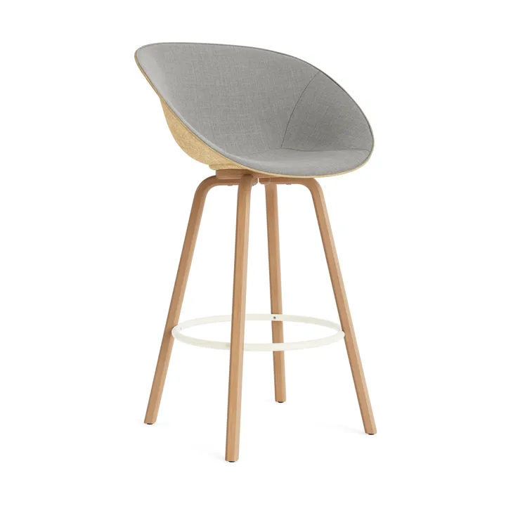 Mat Barhocker mit Vorderpolsterung, 75 cm - Remix 133-hemp-beech-cream steel - Normann Copenhagen