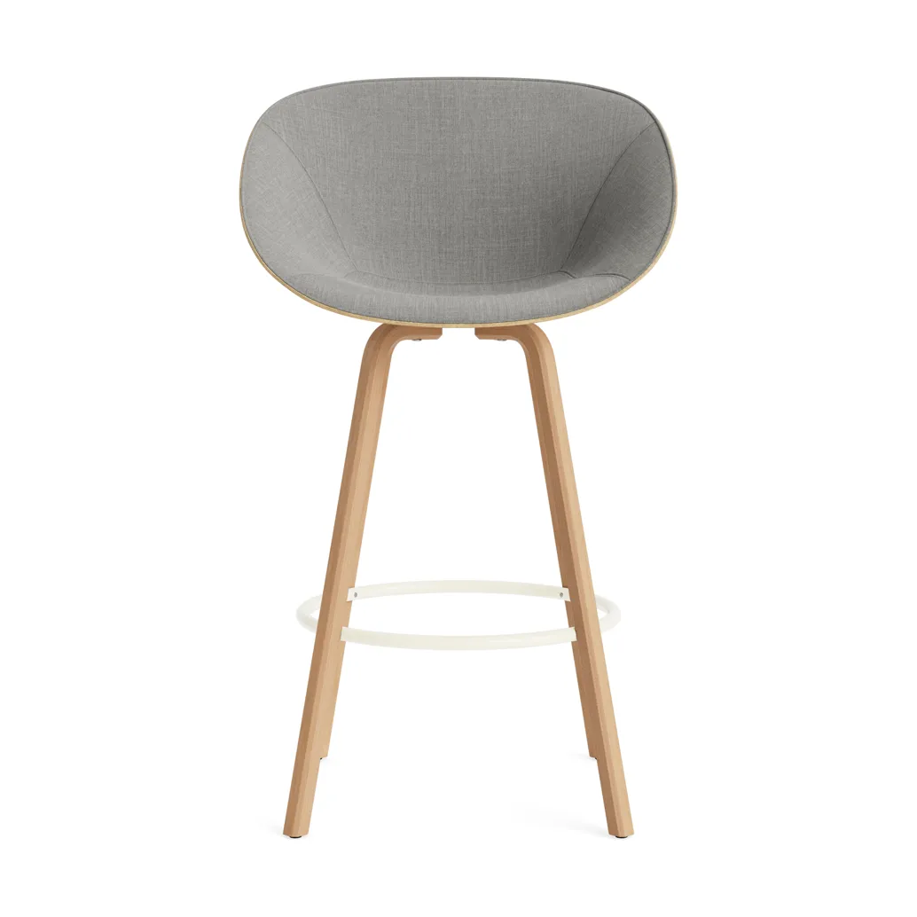 Mat Barhocker mit Vorderpolsterung, 75 cm, Remix 133-hemp-beech-cream steel Normann Copenhagen