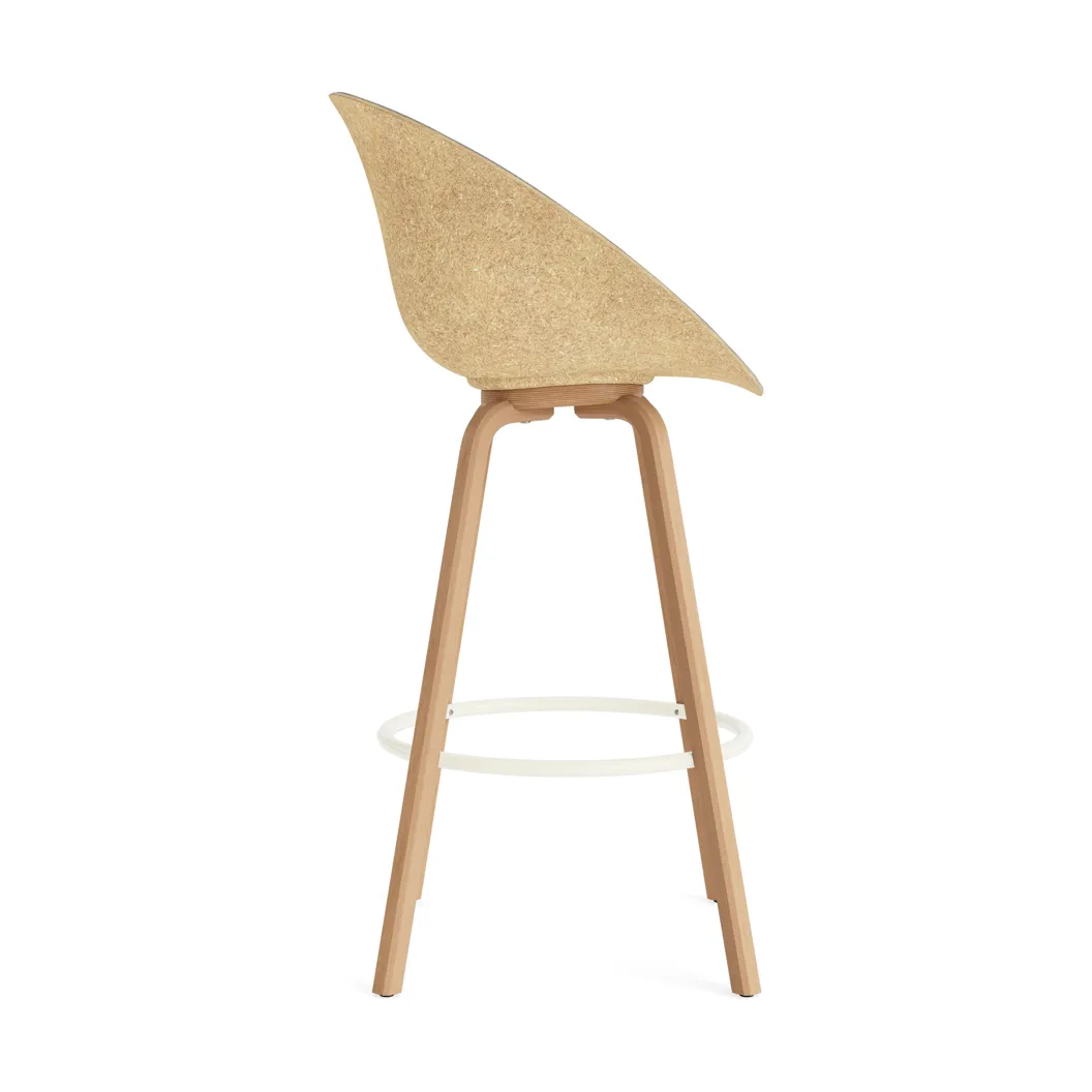 Mat Barhocker mit Vorderpolsterung, 75 cm, Remix 133-hemp-beech-cream steel Normann Copenhagen