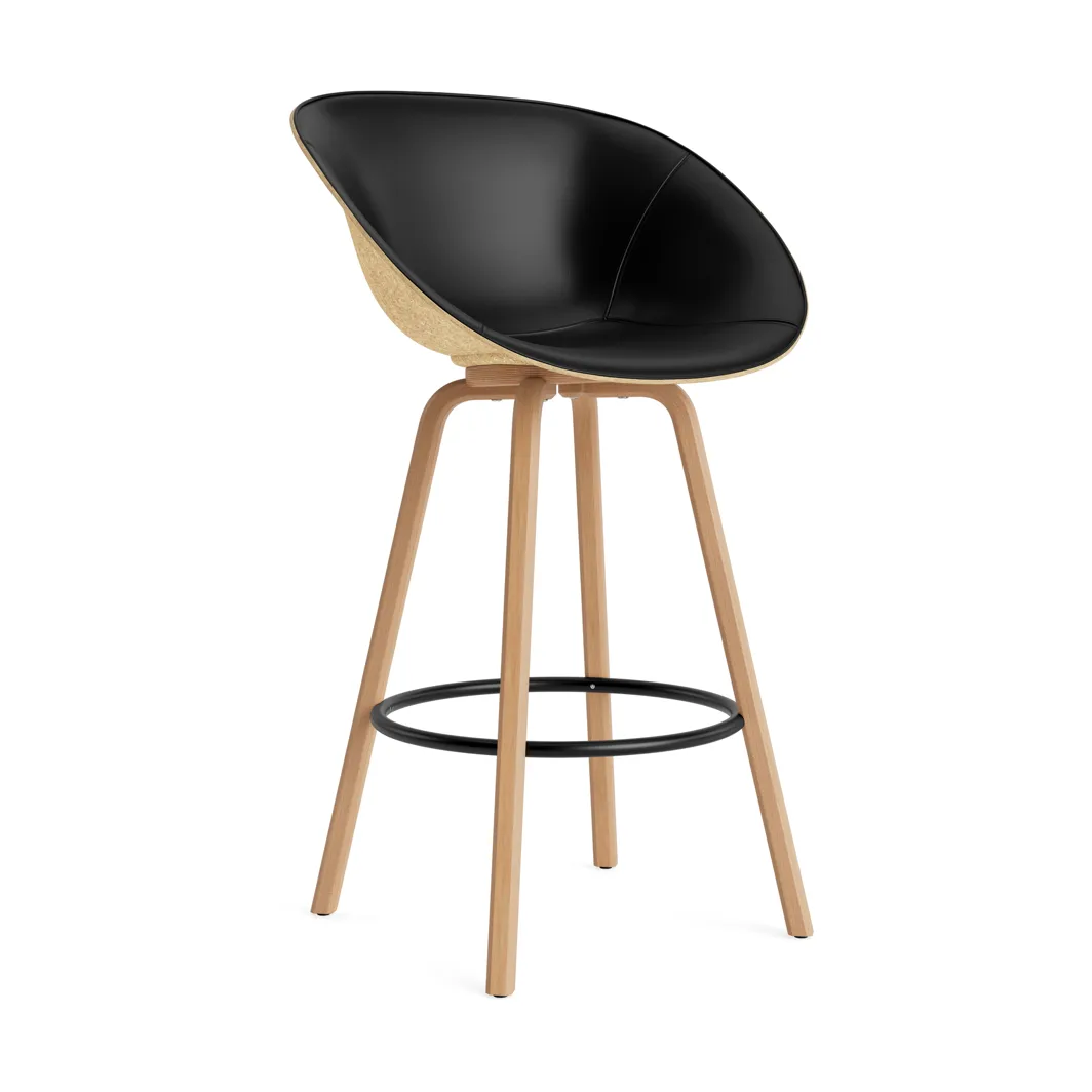 Mat Barhocker mit Vorderpolsterung, 75 cm, Ultra 41599-hemp-beech-black steel Normann Copenhagen
