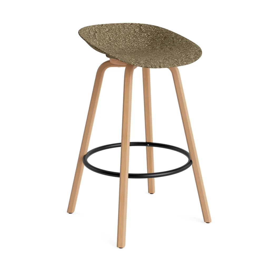 Mat Barstool Barhocker 75 cm, Seaweed-beech-black steel Normann Copenhagen