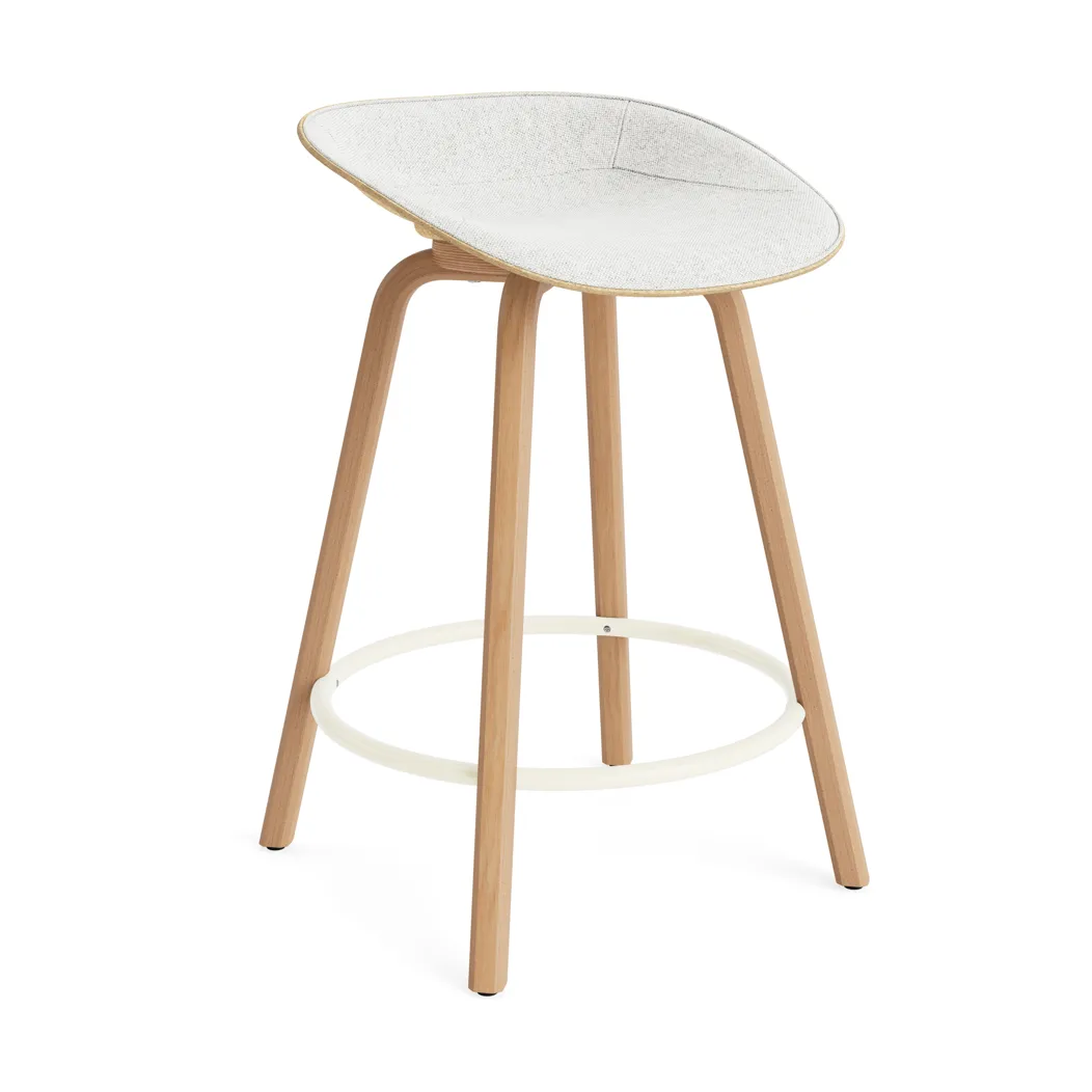 Mat Barstool Barhocker mit Vorderpolsterung, 65 cm, Hallingdal 110-hemp-beech-cream steel Normann Copenhagen