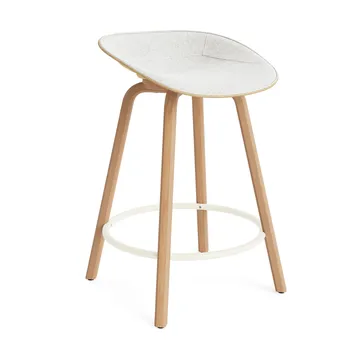 Mat Barstool Barhocker mit Vorderpolsterung, 65 cm - Hallingdal 110-hemp-beech-cream steel - Normann Copenhagen