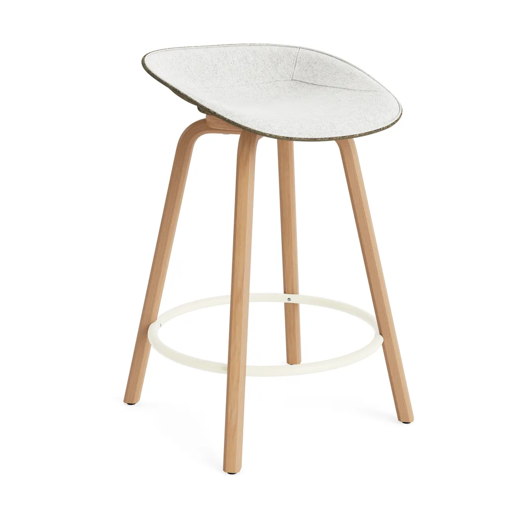 Mat Barstool Barhocker mit Vorderpolsterung, 65 cm, Hallingdal 110-seaweed-beech-cream steel Normann Copenhagen