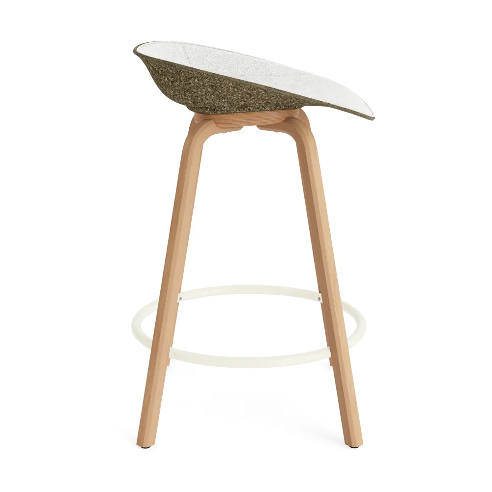 Mat Barstool Barhocker mit Vorderpolsterung, 65 cm, Hallingdal 110-seaweed-beech-cream steel Normann Copenhagen