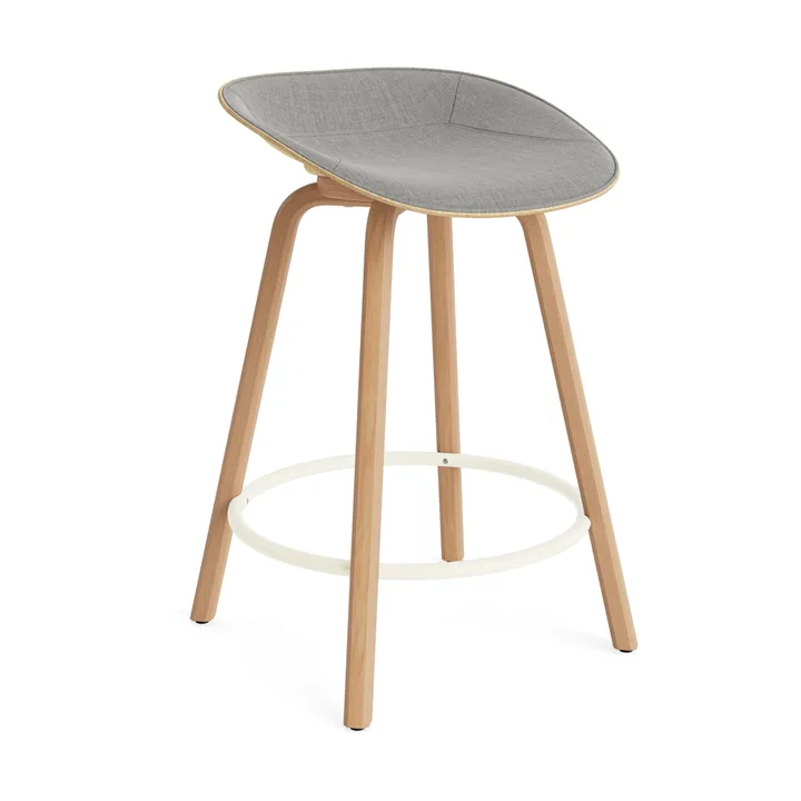Mat Barstool Barhocker mit Vorderpolsterung, 65 cm - Remix 133-hemp-beech-cream steel - Normann Copenhagen
