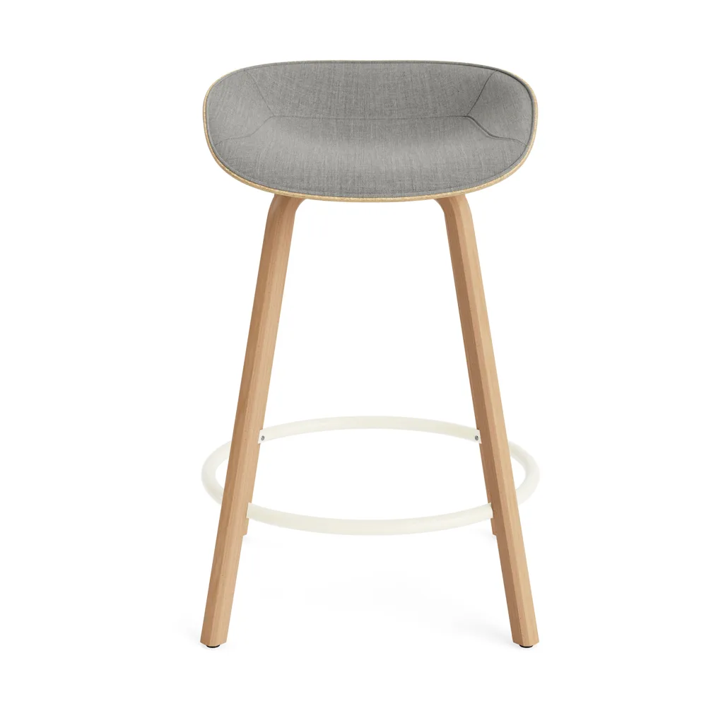 Mat Barstool Barhocker mit Vorderpolsterung, 65 cm, Remix 133-hemp-beech-cream steel Normann Copenhagen