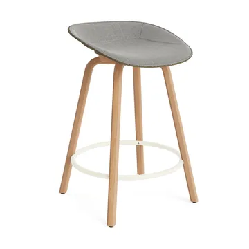 Mat Barstool Barhocker mit Vorderpolsterung, 65 cm - Remix 133-seaweed-beech-cream steel - Normann Copenhagen