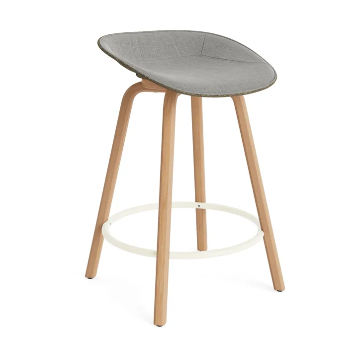 Mat Barstool Barhocker mit Vorderpolsterung, 65 cm - Remix 133-seaweed-beech-cream steel - Normann Copenhagen