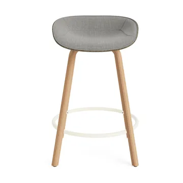 Mat Barstool Barhocker mit Vorderpolsterung, 65 cm - Remix 133-seaweed-beech-cream steel - Normann Copenhagen
