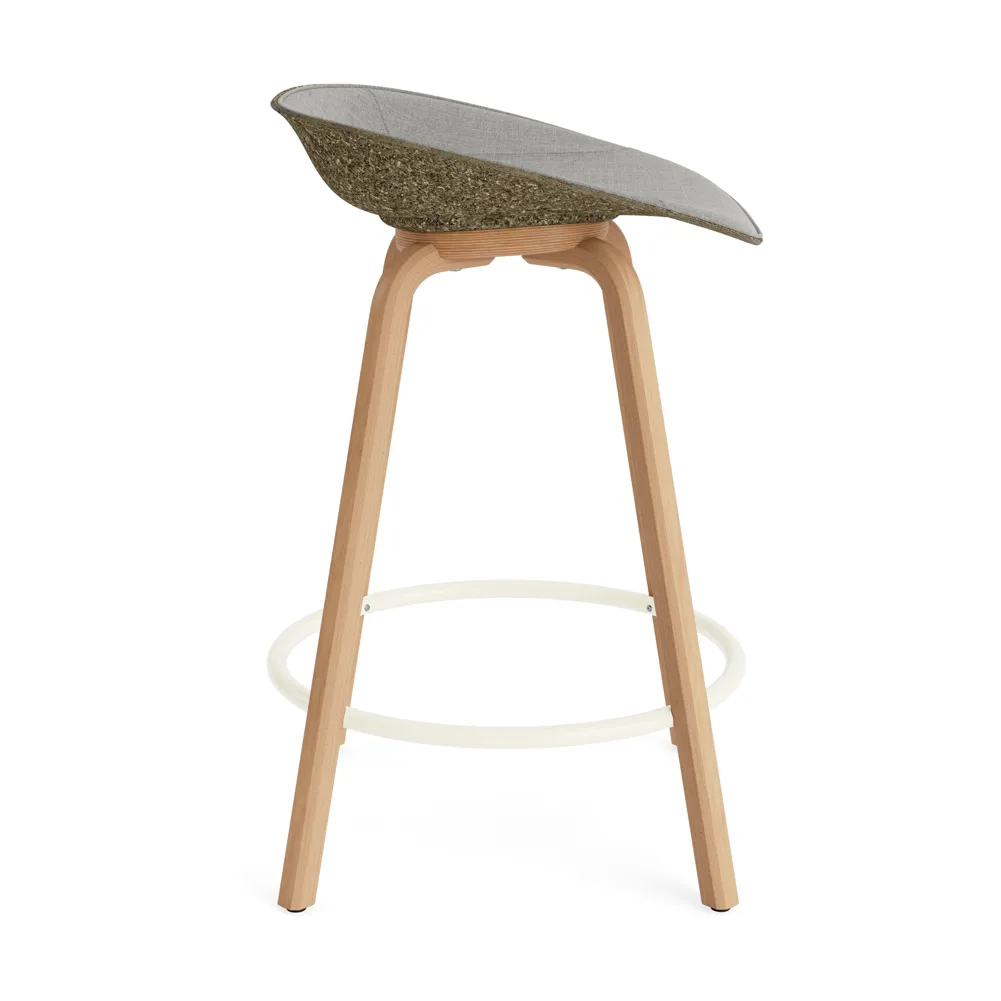 Mat Barstool Barhocker mit Vorderpolsterung, 65 cm, Remix 133-seaweed-beech-cream steel Normann Copenhagen