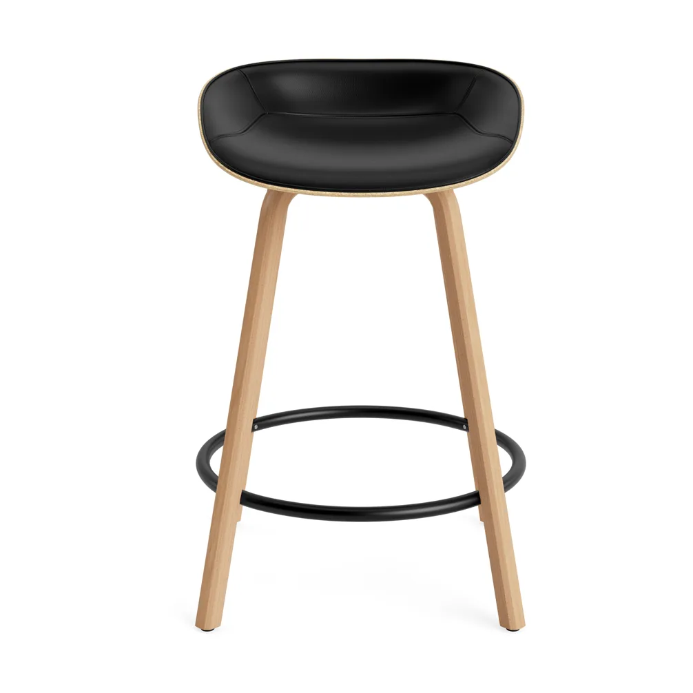 Mat Barstool Barhocker mit Vorderpolsterung, 65 cm, Ultra 41599-hemp-beech-black steel Normann Copenhagen