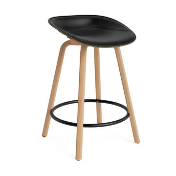 Mat Barstool Barhocker mit Vorderpolsterung, 65 cm - Ultra 41599-seaweed-beech-black steel - Normann Copenhagen
