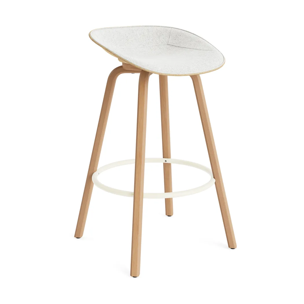 Mat Barstool Barhocker mit Vorderpolsterung, 75 cm, Hallingdal 110-hemp-beech-cream steel Normann Copenhagen