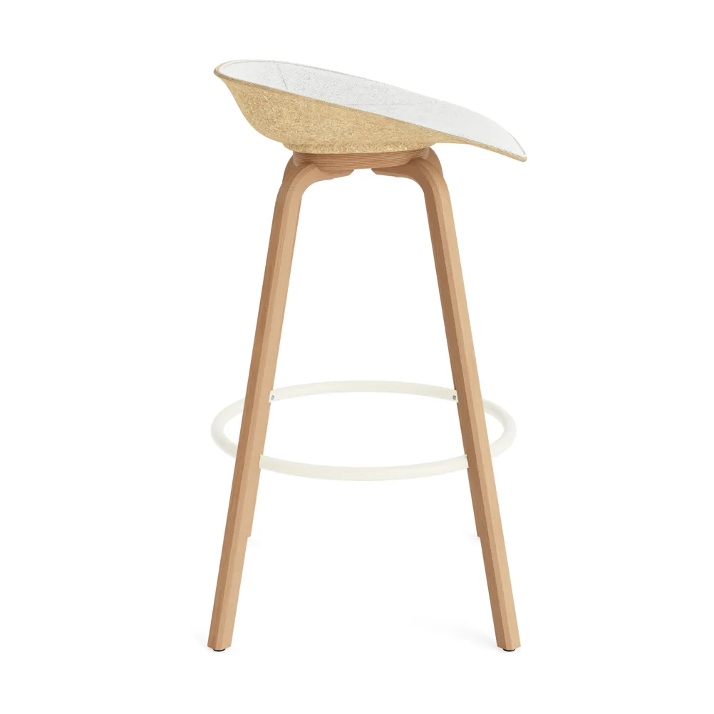 Mat Barstool Barhocker mit Vorderpolsterung, 75 cm, Hallingdal 110-hemp-beech-cream steel Normann Copenhagen