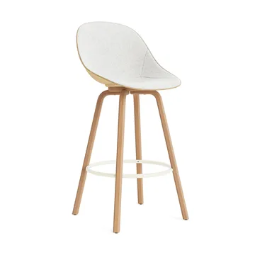 Mat Barstool Barhocker mit Vorderpolsterung, 75 cm - Hallingdal 110-hemp-beech-cream steel - Normann Copenhagen