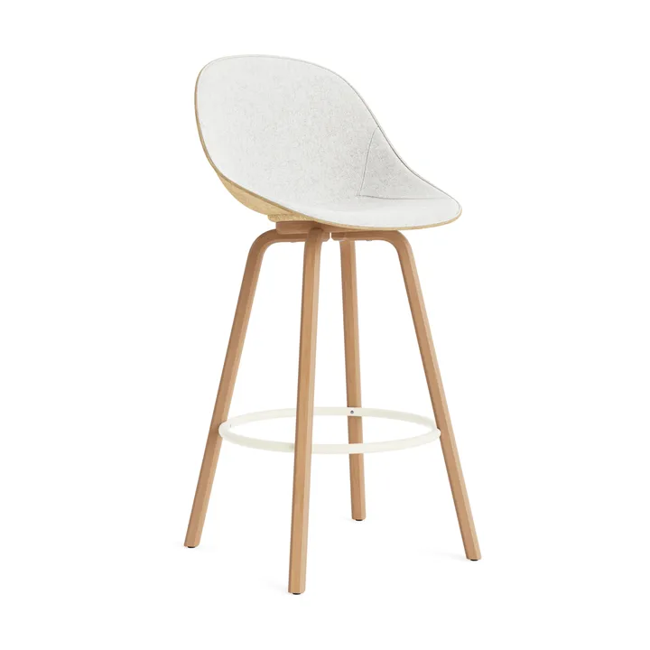 Mat Barstool Barhocker mit Vorderpolsterung, 75 cm - Hallingdal 110-hemp-beech-cream steel - Normann Copenhagen