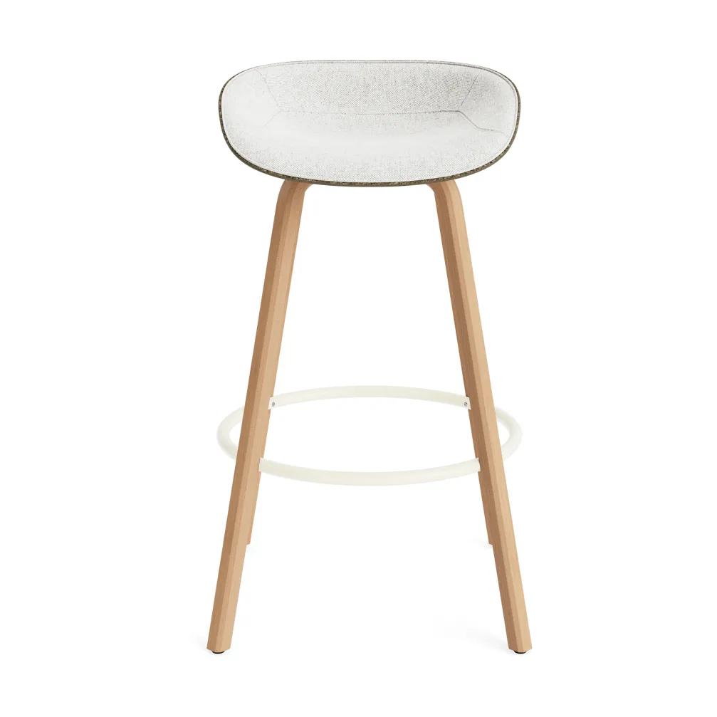 Mat Barstool Barhocker mit Vorderpolsterung, 75 cm, Hallingdal 110-seaweed-beech-cream steel Normann Copenhagen