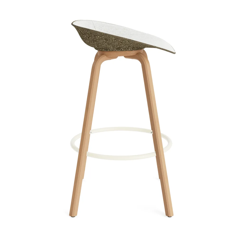 Mat Barstool Barhocker mit Vorderpolsterung, 75 cm, Hallingdal 110-seaweed-beech-cream steel Normann Copenhagen
