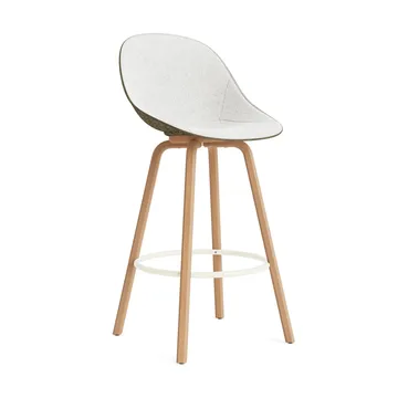 Mat Barstool Barhocker mit Vorderpolsterung, 75 cm - Hallingdal 110-seaweed-beech-cream steel - Normann Copenhagen
