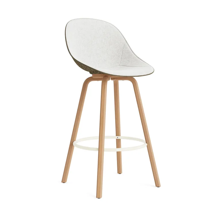 Mat Barstool Barhocker mit Vorderpolsterung, 75 cm - Hallingdal 110-seaweed-beech-cream steel - Normann Copenhagen