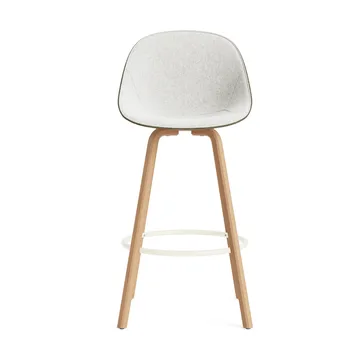 Mat Barstool Barhocker mit Vorderpolsterung, 75 cm - Hallingdal 110-seaweed-beech-cream steel - Normann Copenhagen
