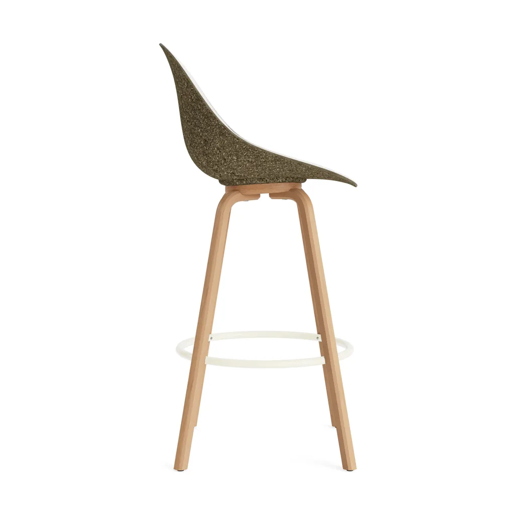 Mat Barstool Barhocker mit Vorderpolsterung, 75 cm, Hallingdal 110-seaweed-beech-cream steel Normann Copenhagen