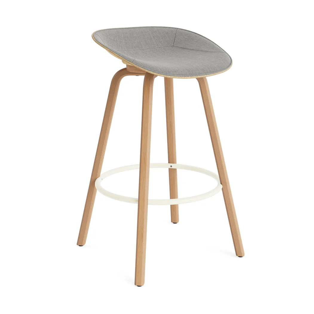 Mat Barstool Barhocker mit Vorderpolsterung, 75 cm, Remix 133-hemp-beech-cream steel Normann Copenhagen