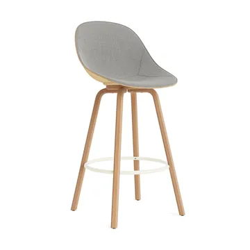Mat Barstool Barhocker mit Vorderpolsterung, 75 cm - Remix 133-hemp-beech-cream steel - Normann Copenhagen