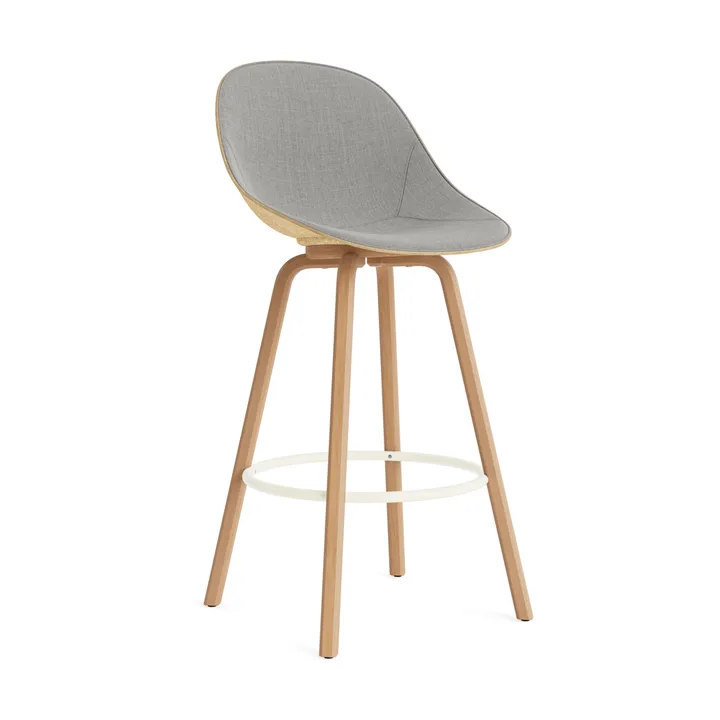 Mat Barstool Barhocker mit Vorderpolsterung, 75 cm - Remix 133-hemp-beech-cream steel - Normann Copenhagen