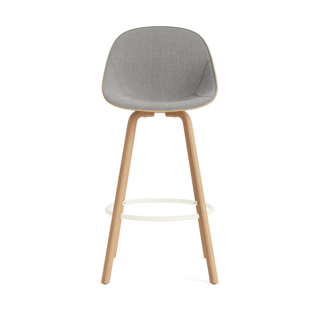 Mat Barstool Barhocker mit Vorderpolsterung, 75 cm, Remix 133-hemp-beech-cream steel Normann Copenhagen