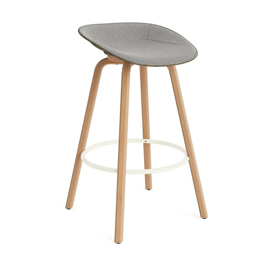 Mat Barstool Barhocker mit Vorderpolsterung, 75 cm, Remix 133-seaweed-beech-cream steel Normann Copenhagen