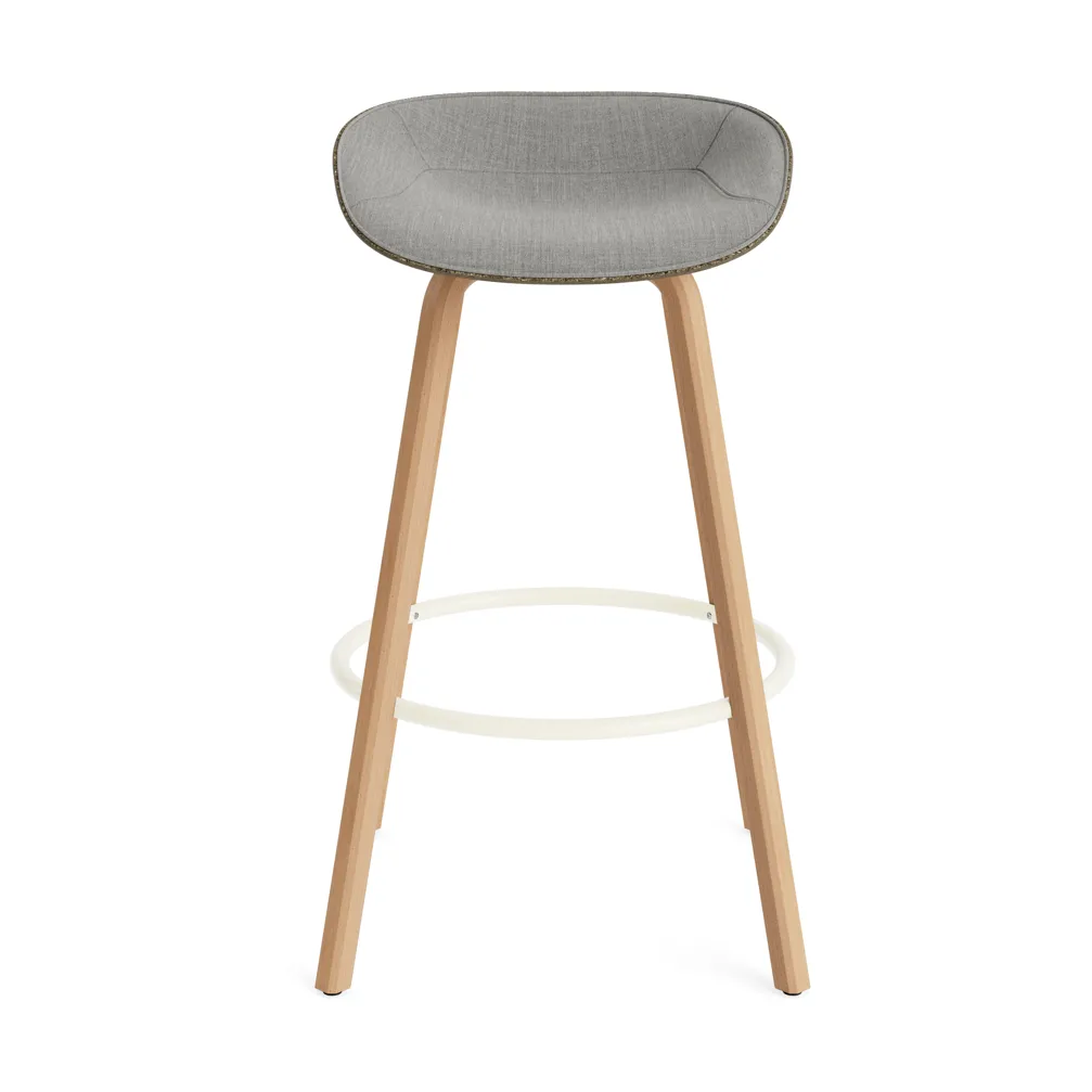 Mat Barstool Barhocker mit Vorderpolsterung, 75 cm, Remix 133-seaweed-beech-cream steel Normann Copenhagen