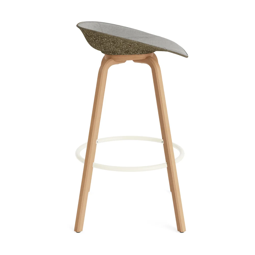 Mat Barstool Barhocker mit Vorderpolsterung, 75 cm, Remix 133-seaweed-beech-cream steel Normann Copenhagen