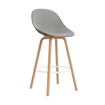 Mat Barstool Barhocker mit Vorderpolsterung, 75 cm - Remix 133-seaweed-beech-cream steel - Normann Copenhagen
