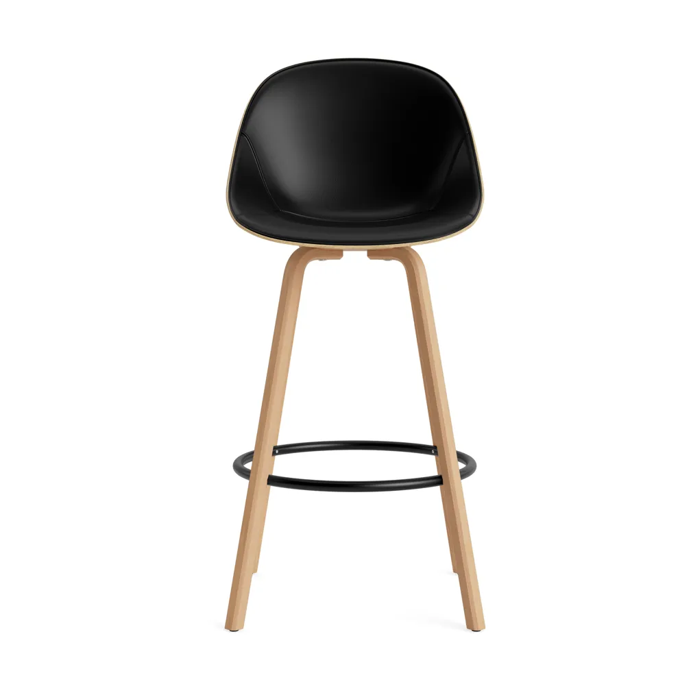 Mat Barstool Barhocker mit Vorderpolsterung, 75 cm, Ultra 41599-hemp-beech-black steel Normann Copenhagen