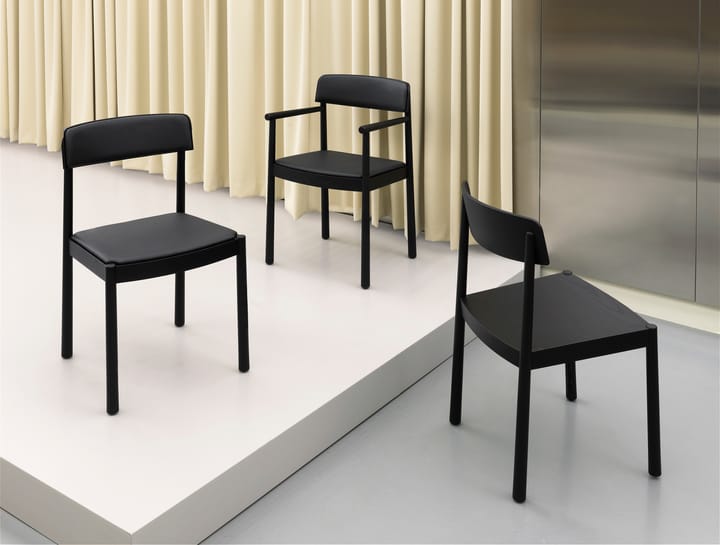 Timb Stuhl mit Sitzkissen, Black/ Ultra Leather - Black Normann Copenhagen