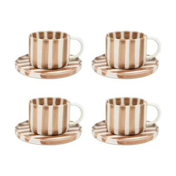 Monica Tasse mit Untertasse 4er-Pack - Beige - undefined - Olsson & Jensen