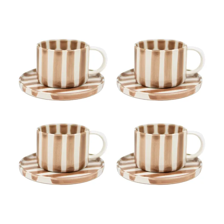 Monica Tasse mit Untertasse 4er-Pack - Beige - undefined - Olsson & Jensen